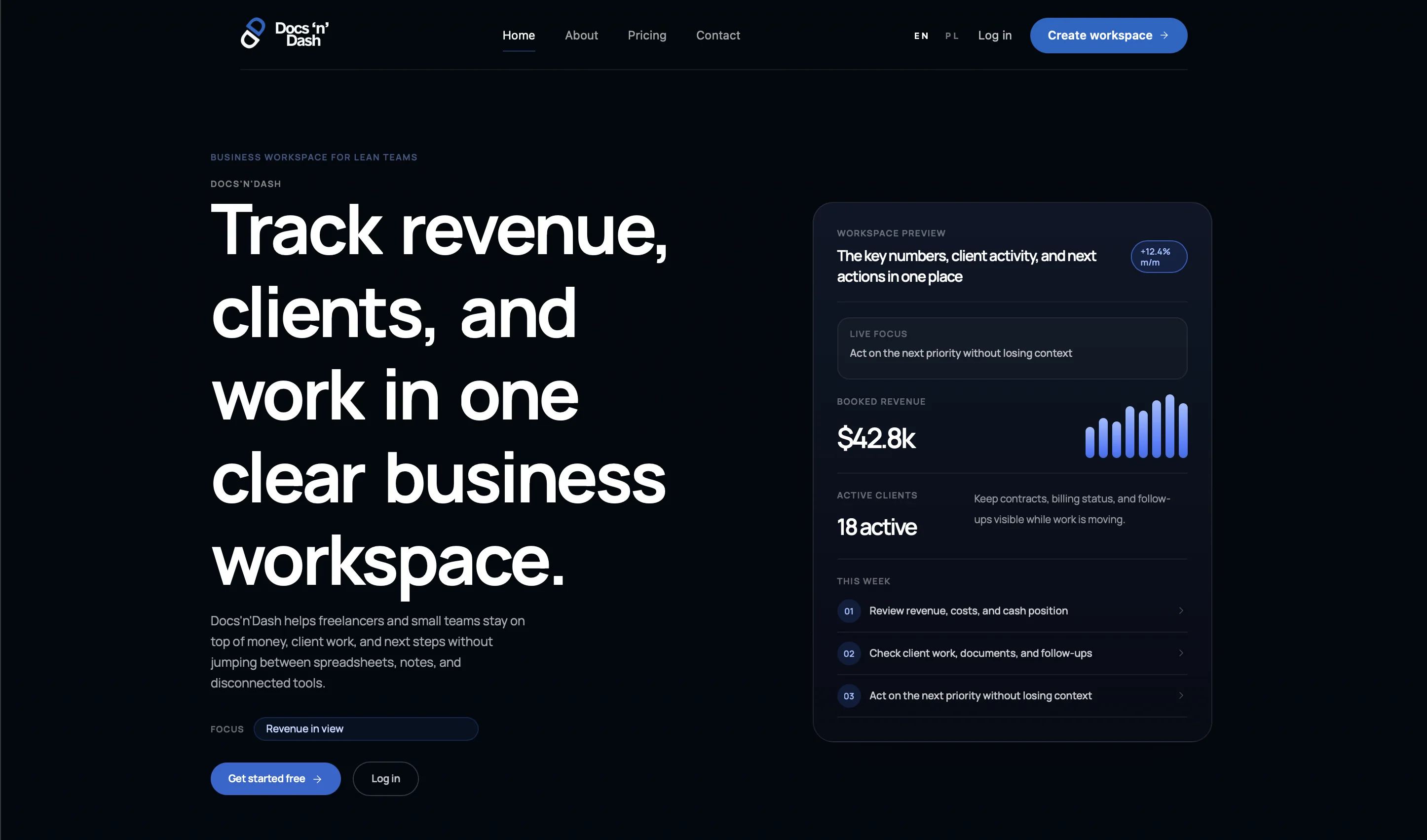 Progetto del sito Docs’n’Dash con anteprima del prodotto SaaS