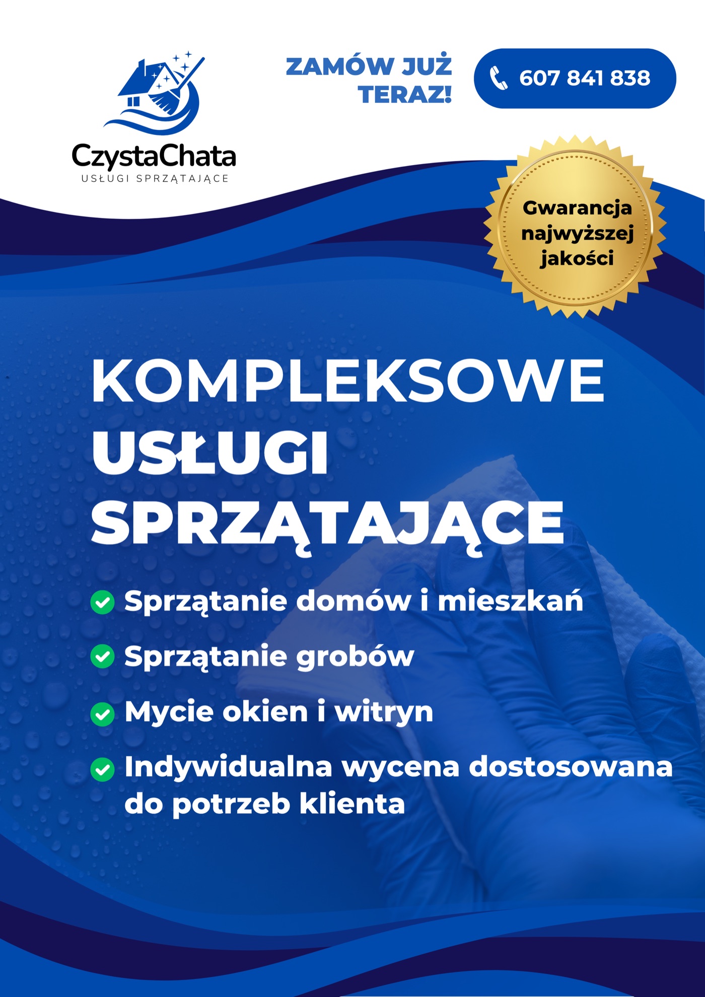 Ulotka Czysta Chata z ofertą usług sprzątających